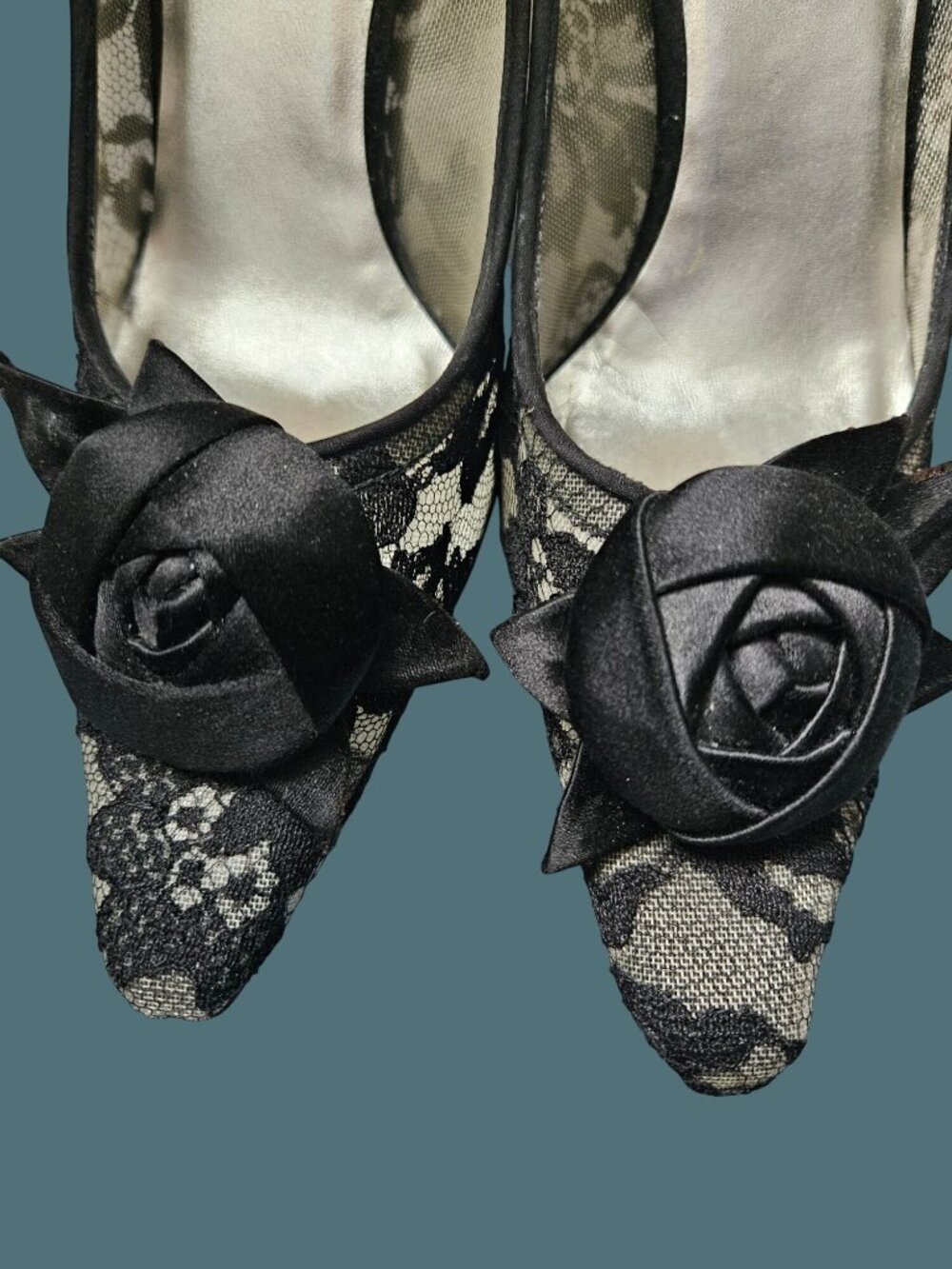 Stuart Weitzman Black Lace Goth Heels Shoes Women Size 7.5 M - Picture 10 of 13